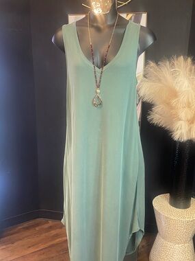Sleeveless V-Neck Maxi Dress in Sage Green